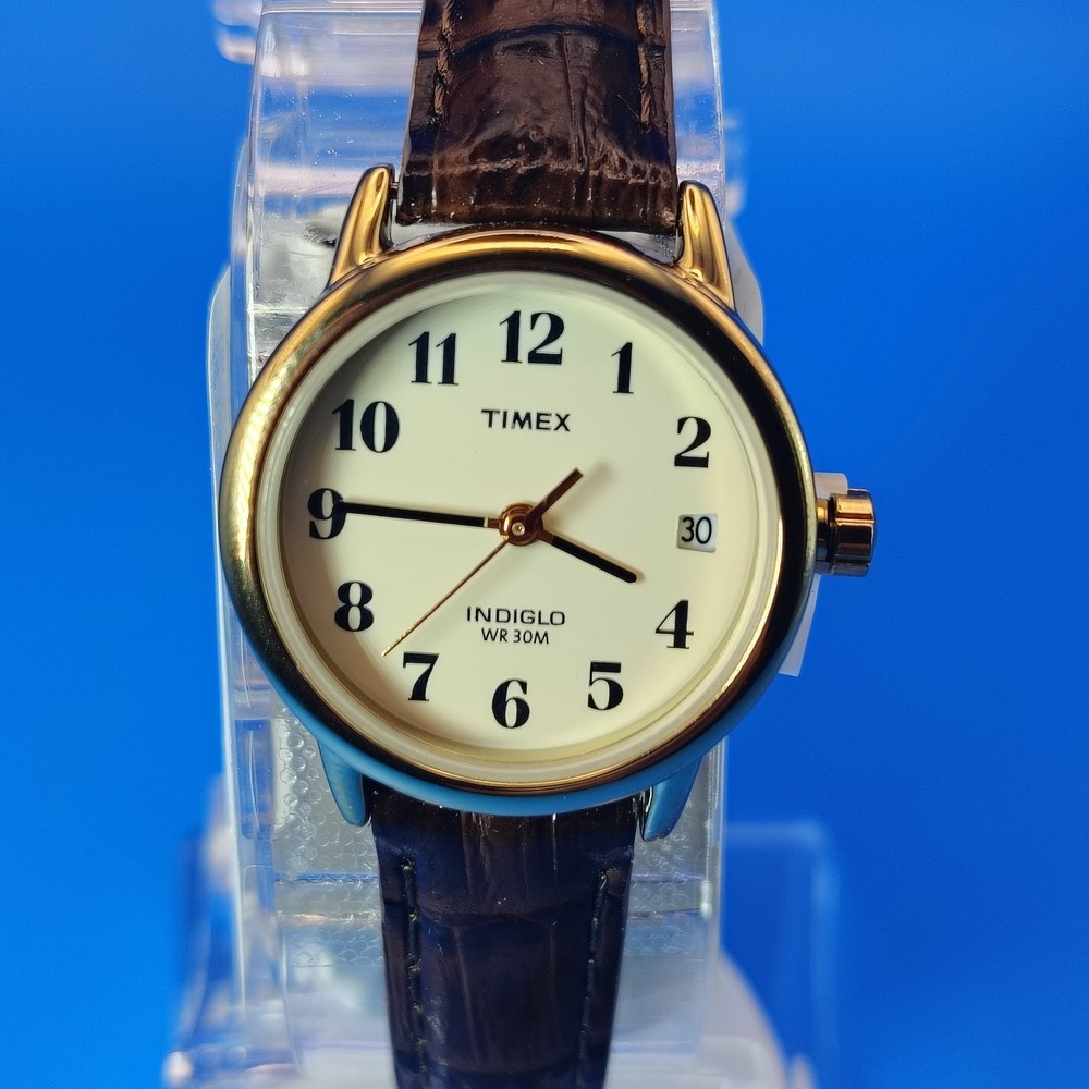 New! Vintage 2012 Timex Easy Reader Date 25mm‎ Women's Quartz Watch Leather NOS